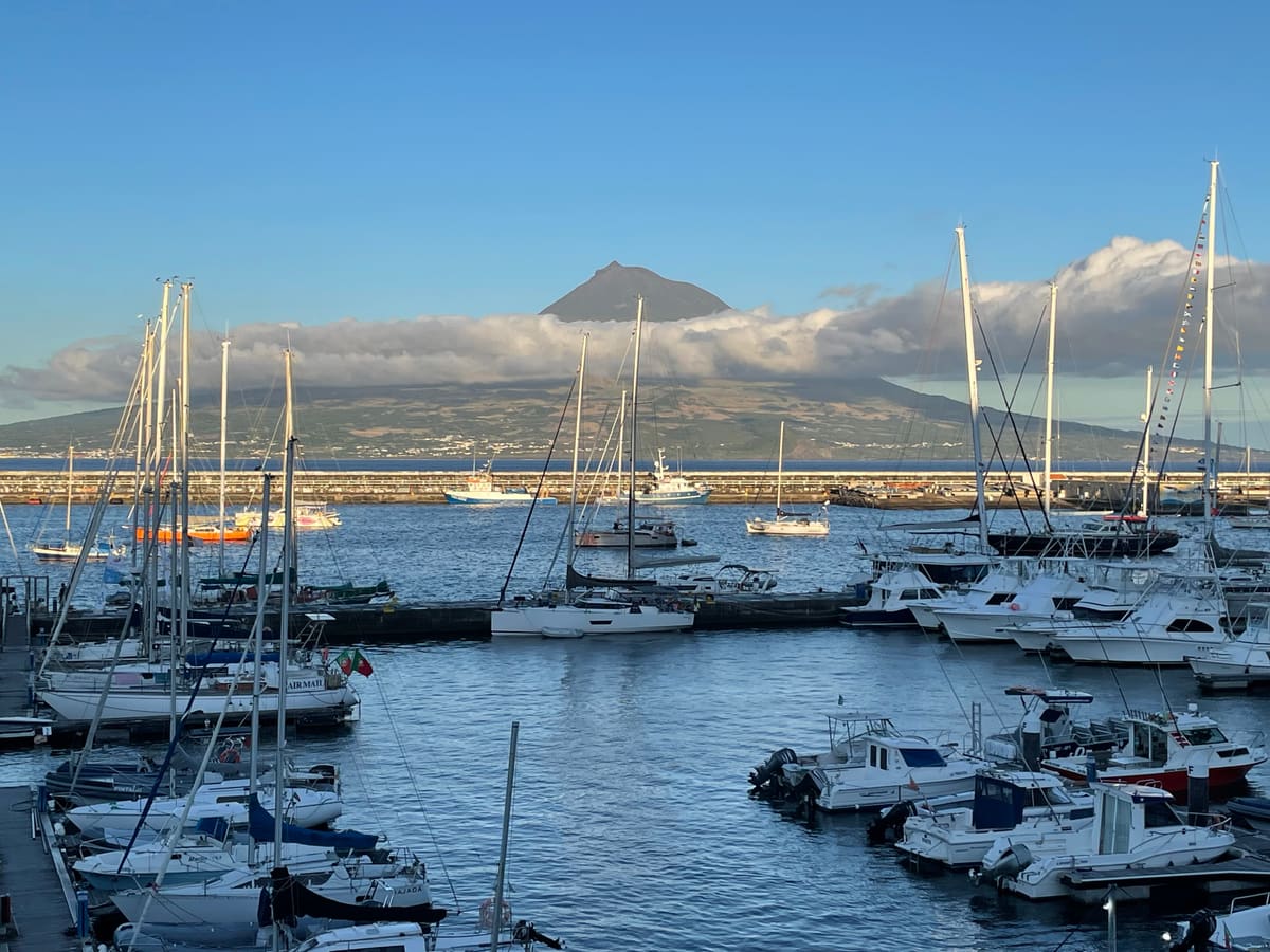 Horta marina with Pico visible beyond the boats